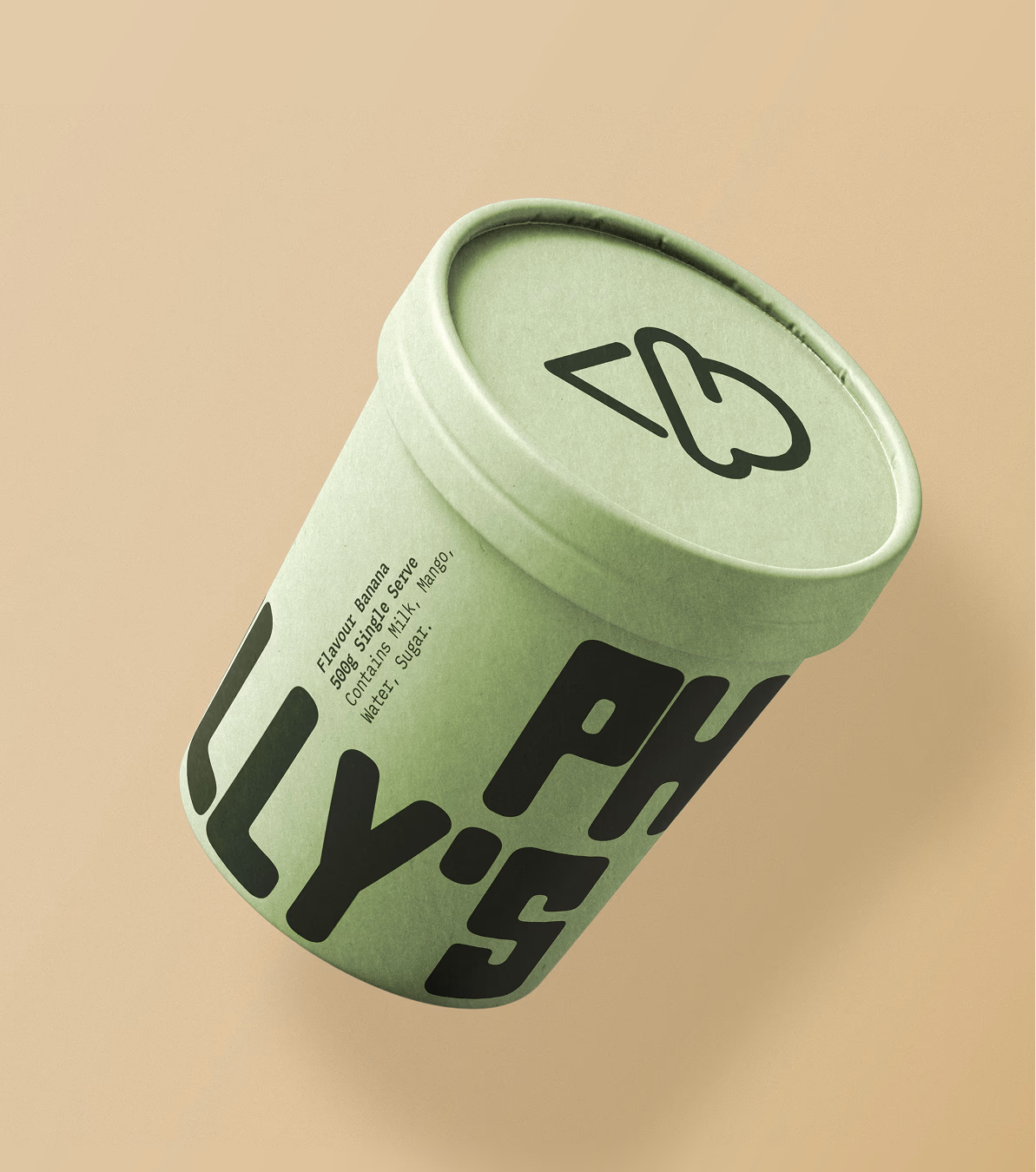 Pistachio ice cream packaging on a cream backdrop